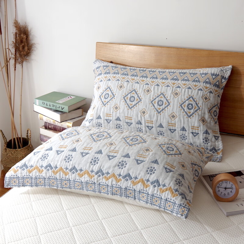 棉枕巾一对装五层纱布全棉加厚加大欧式单人情侣学生枕头巾 2条不同