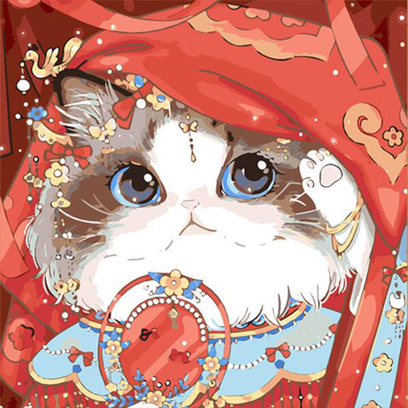 钻石画diy手工制作 富贵猫diy满钻钻石画卡通可爱猫咪带框点钻贴钻