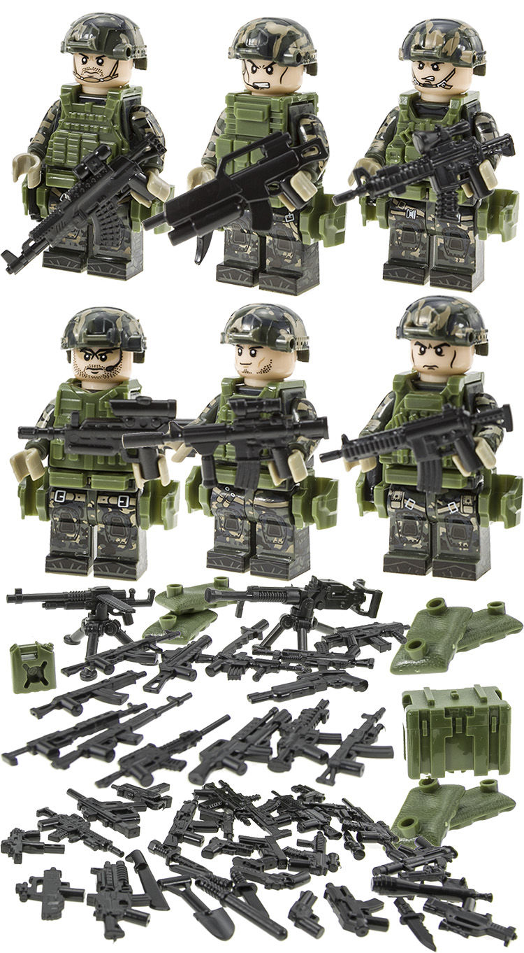 中国的空军人仔空降兵特种兵飞虎队武装反恐打仗小场景积木 tbs95-00