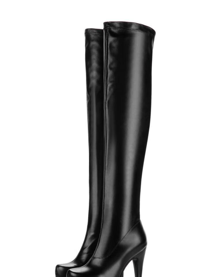 恨天高长靴取得积极女士14厘米白色长靴女款婚鞋超高跟过膝女靴女士小