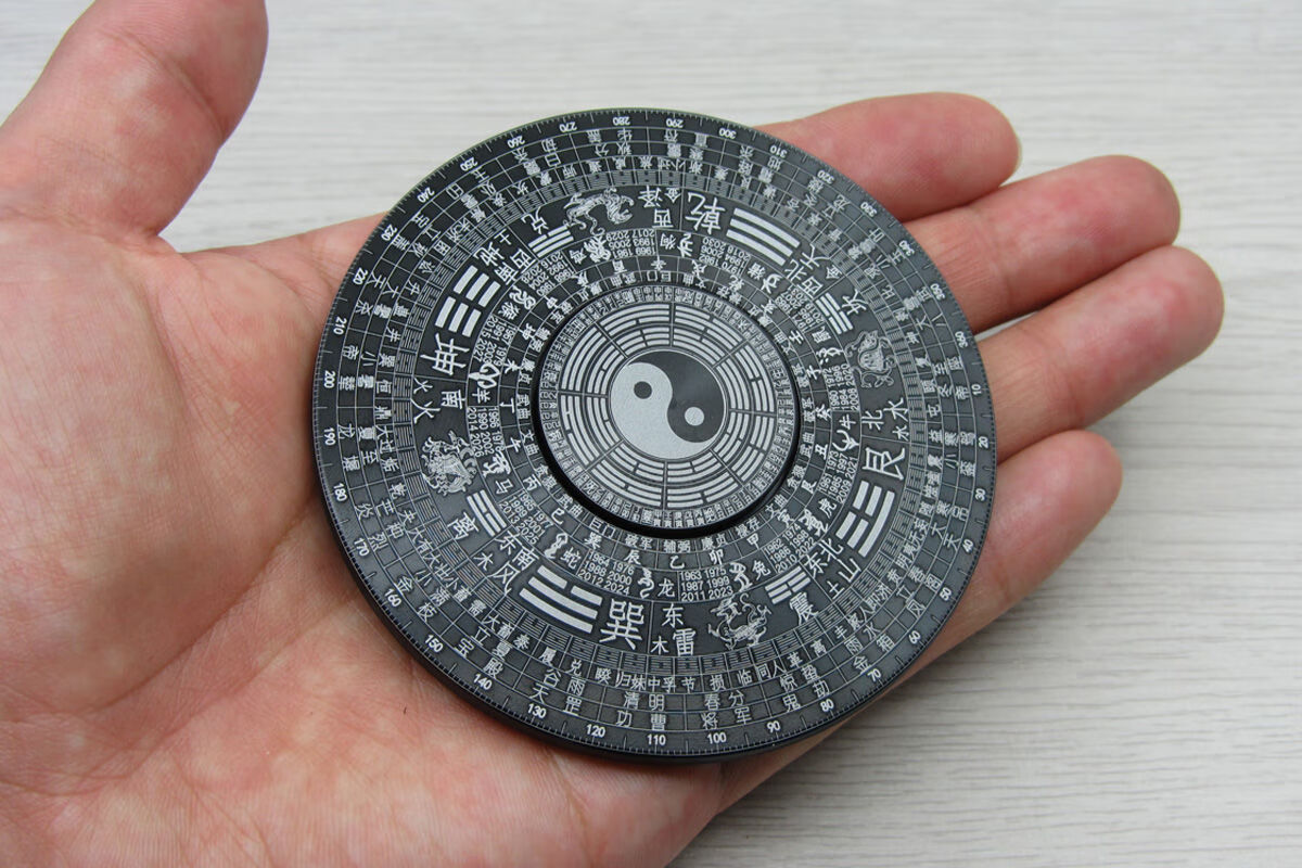 指尖陀螺合金属绝版减压太极64卦罗盘节气星宿周易学摆件太极图小盖