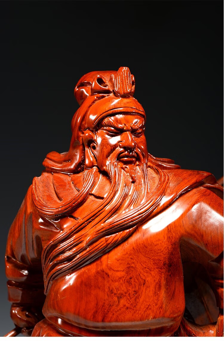 匠令花梨木木雕关公像摆件装饰客厅木雕摆设横刀武财神佛像红木工艺品