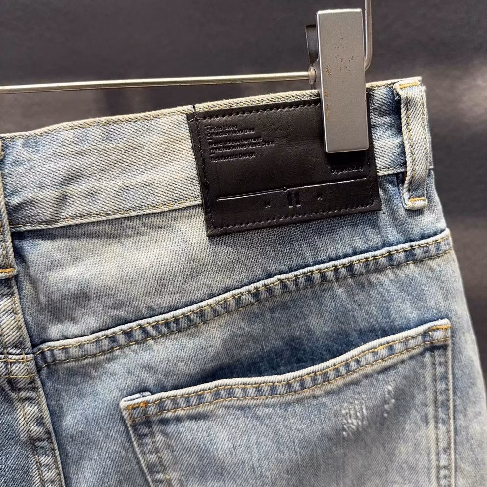 2026 Summer Trendy Brand Beggar Ripped Scratched Denim Shorts Men's Korean Version Trendy Straight Casual Five-point Pants, Blue 28_mkmklike.com