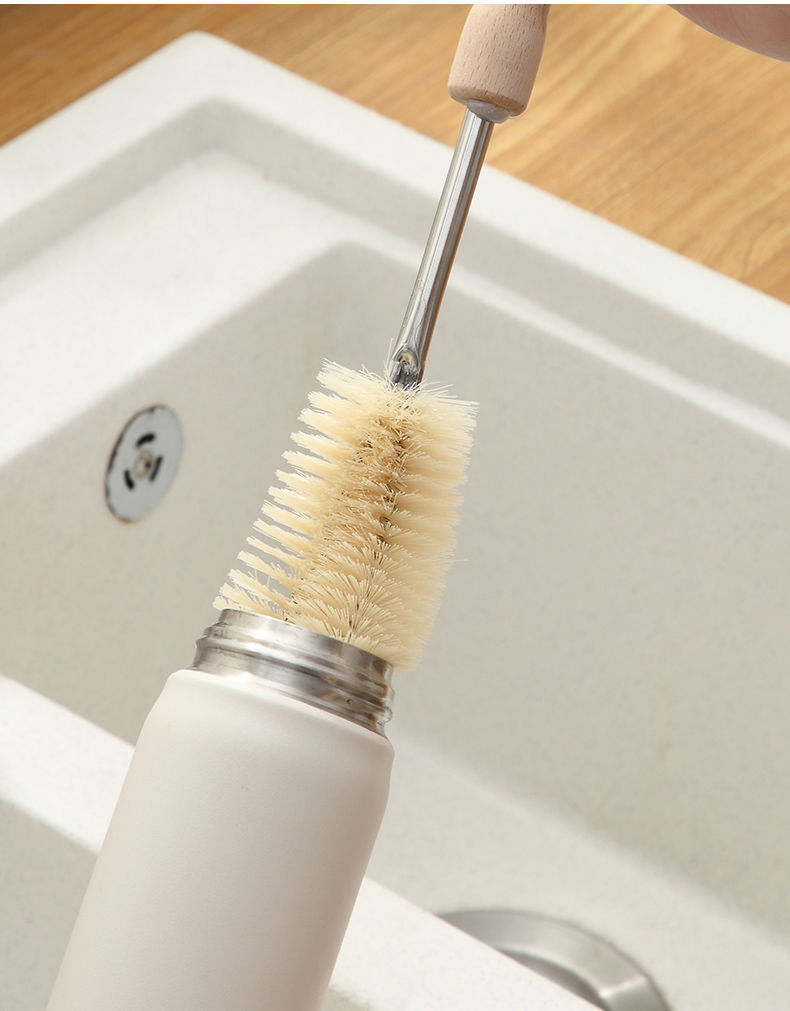 长杆杯刷茶杯水杯口刷保温杯玻璃杯刷清洁奶瓶工具毛刷瓶刷刷杯子木头