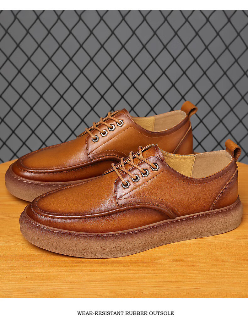 【官方旗舰】jeep吉普布洛克皮鞋男商务休闲鞋真皮软底皮鞋百搭透气