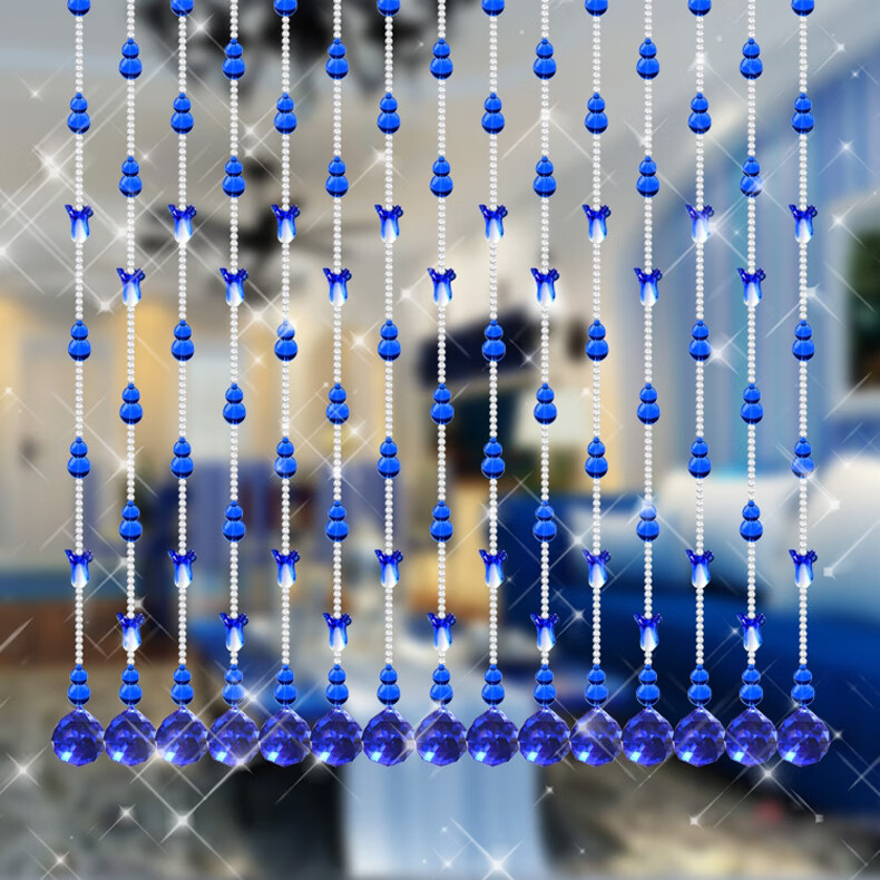 新款葫芦白菜水晶珠帘成品风水帘客厅隔断帘玄关门帘挂帘子免打孔 60