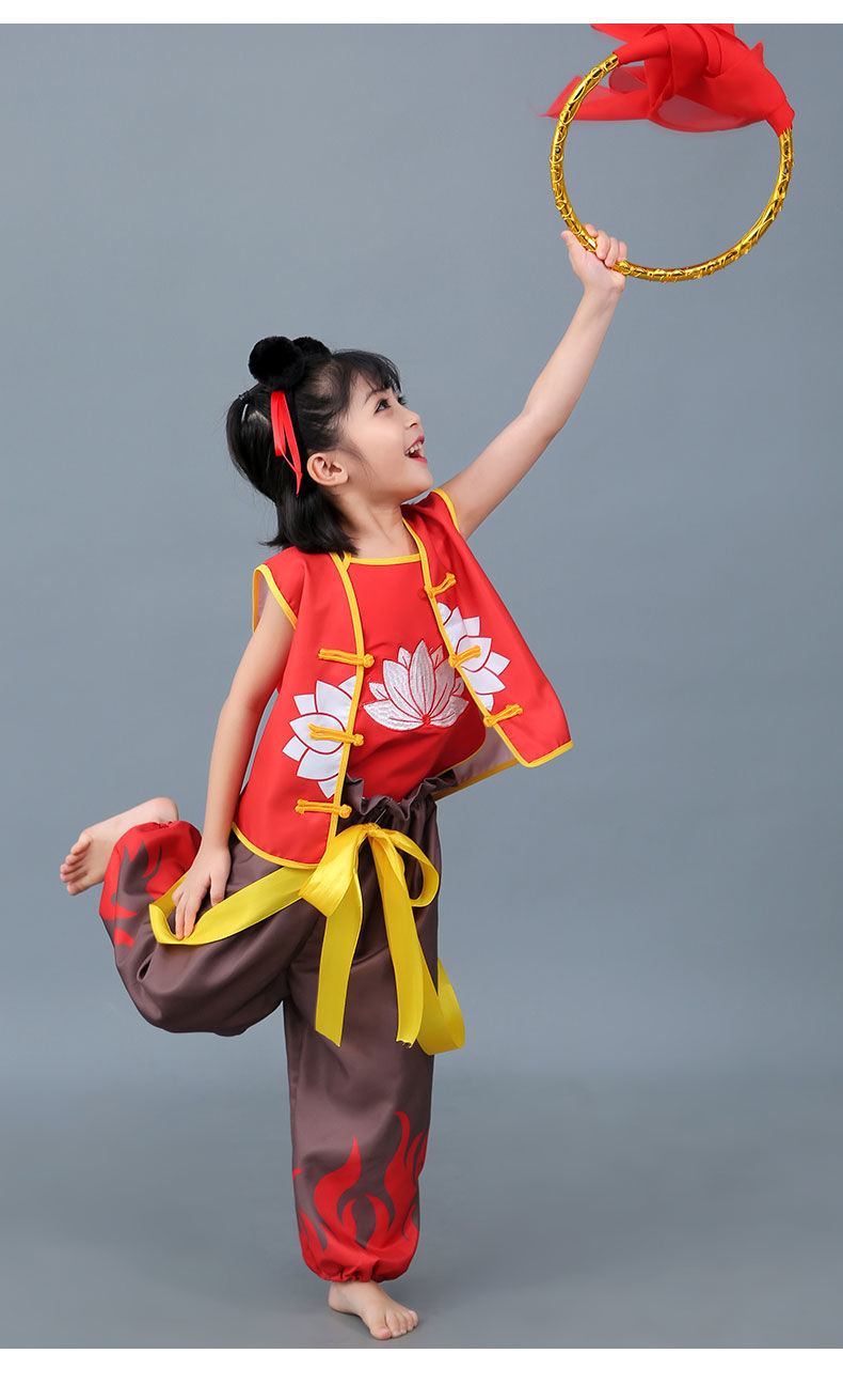 表演服哪咤衣服动漫同款全套cosplay哪吒长袖款带道具带白色打底衫150