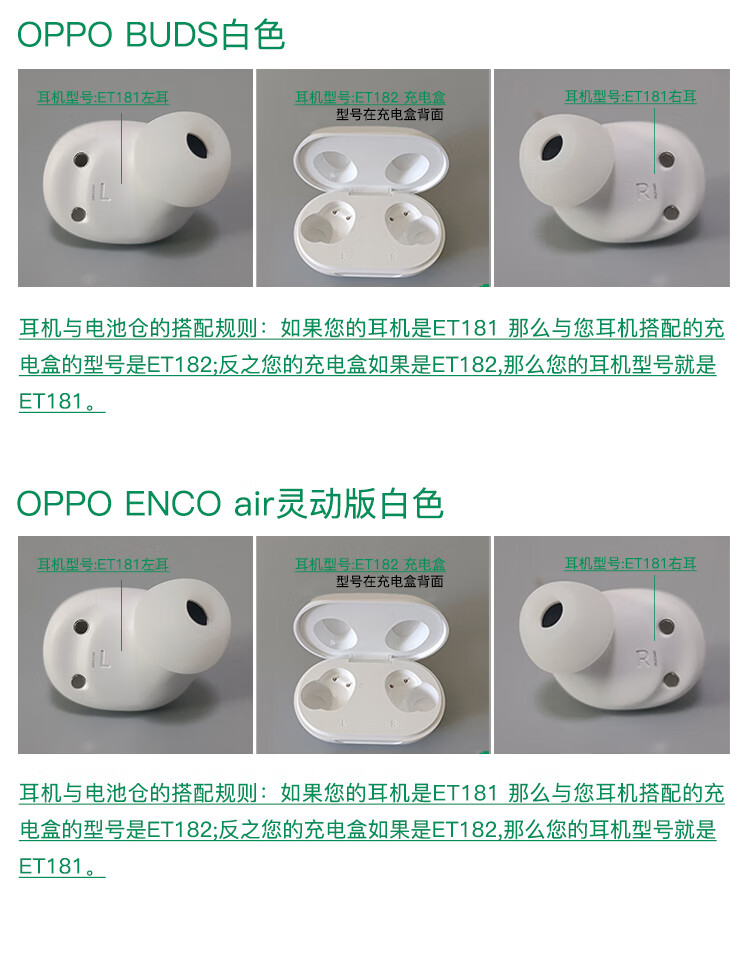 oppoencow31无线蓝牙耳机灵动版左l右r充电盒仓单只丢失补原配件迪比