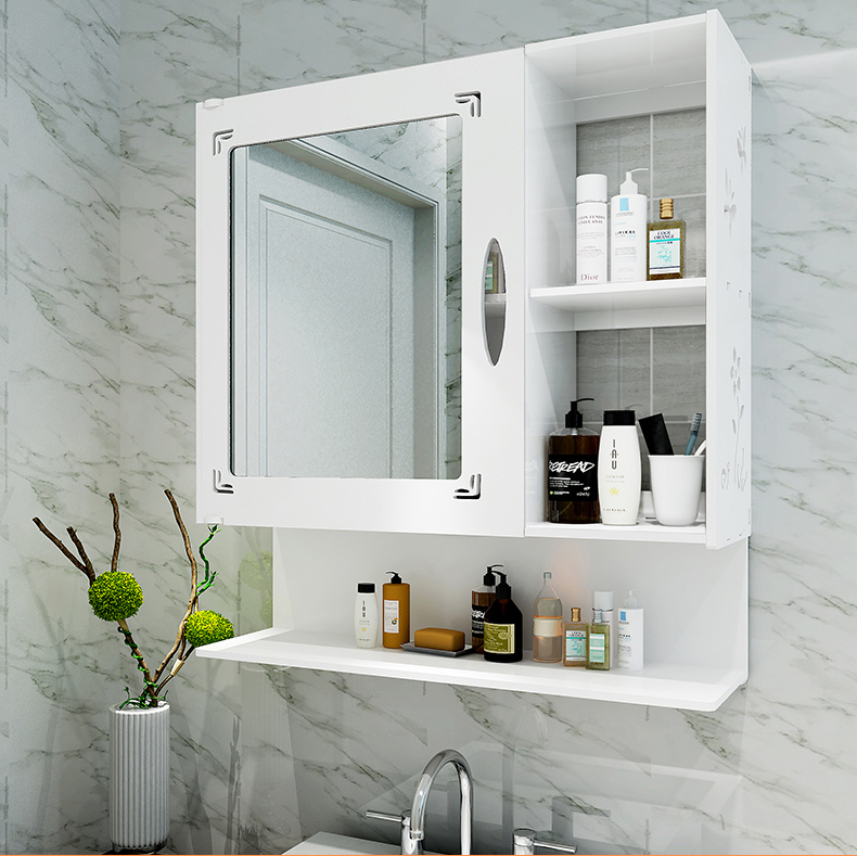 免打孔置物架浴室镜柜浴室柜小户型洗漱台壁柜卫生间收纳架挂壁式小号