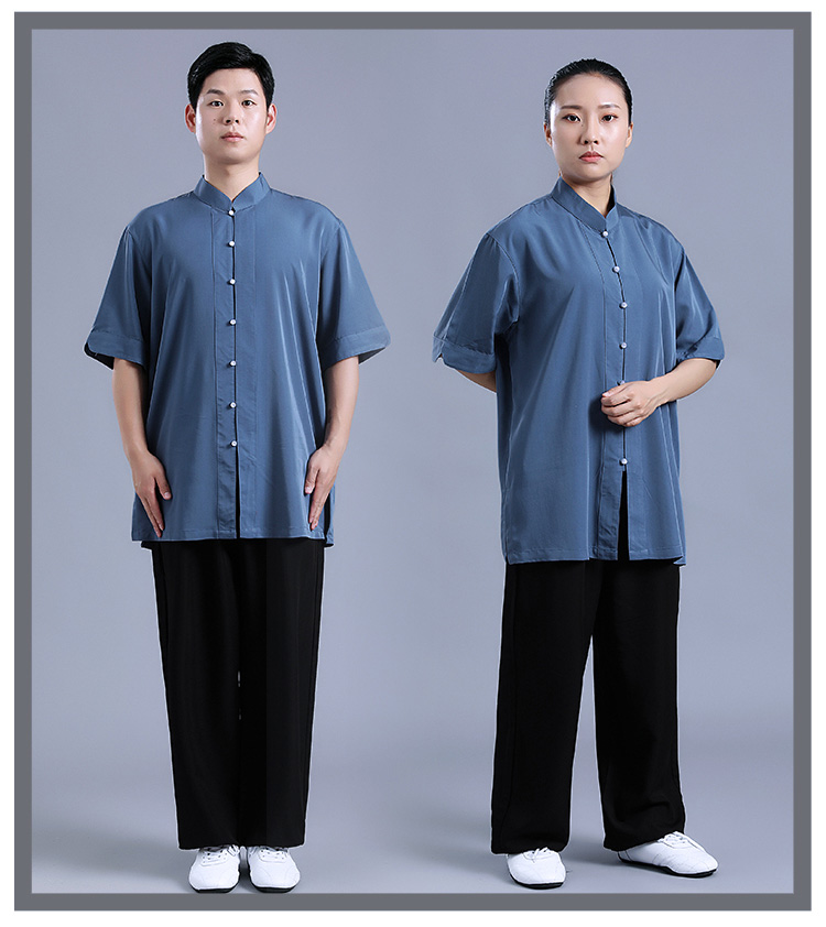 夏装短袖太极服男女薄款太极服上衣太极拳练功服装夏天套装 单件上衣