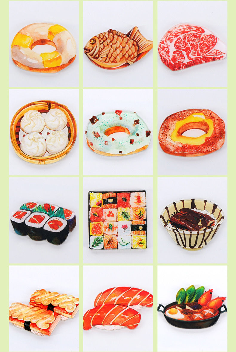 晚风叙亚克力冰箱贴仿真食物冰箱贴饰强力磁铁留言贴装饰贴 一套24个