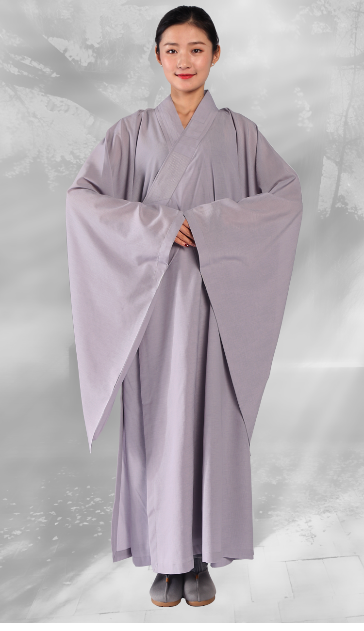 夏季麻纱海青居士服女男款儿童小孩海清僧服袈裟大褂长衫 灰色(麻纱)