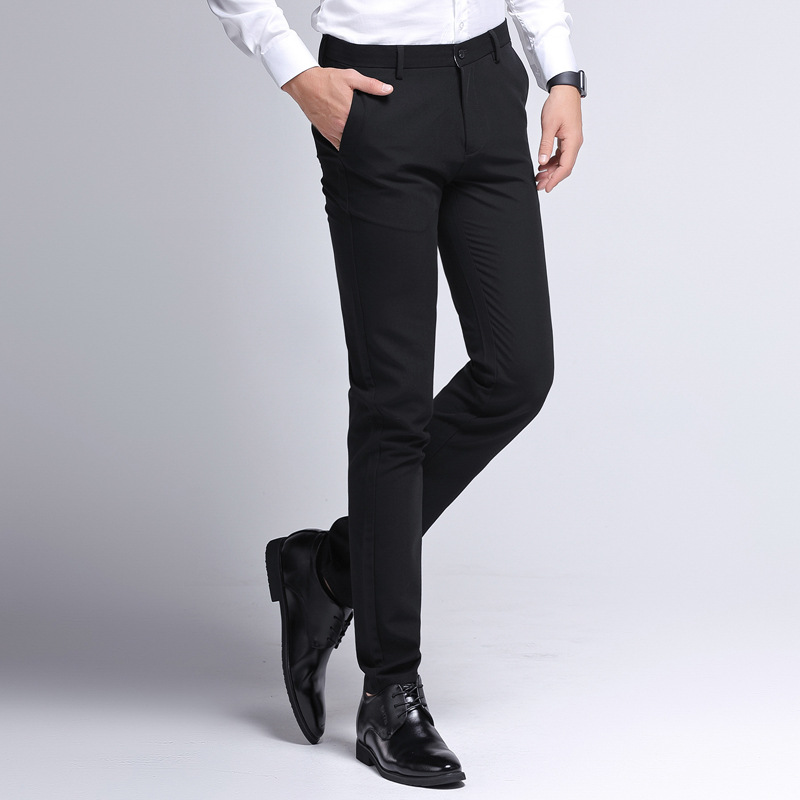 西裤男春修身型黑色西装裤西服裤子男小脚正装裤韩版 灰色 29