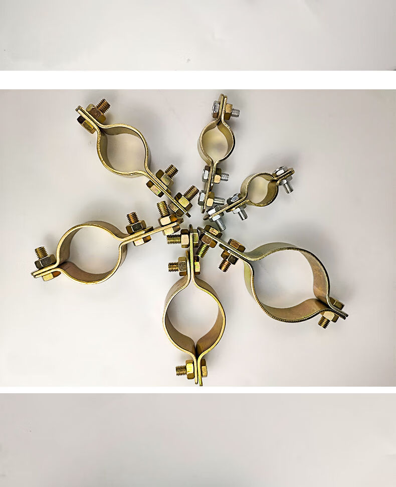 现货现发加厚双面抱箍镀彩锌扁铁半圆骑马卡水管u型卡箍喉箍重型紧固