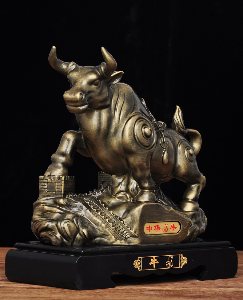 牛气冲天牛摆件牛家居摆设新店铺开业礼品办公室老板桌工艺品 中号