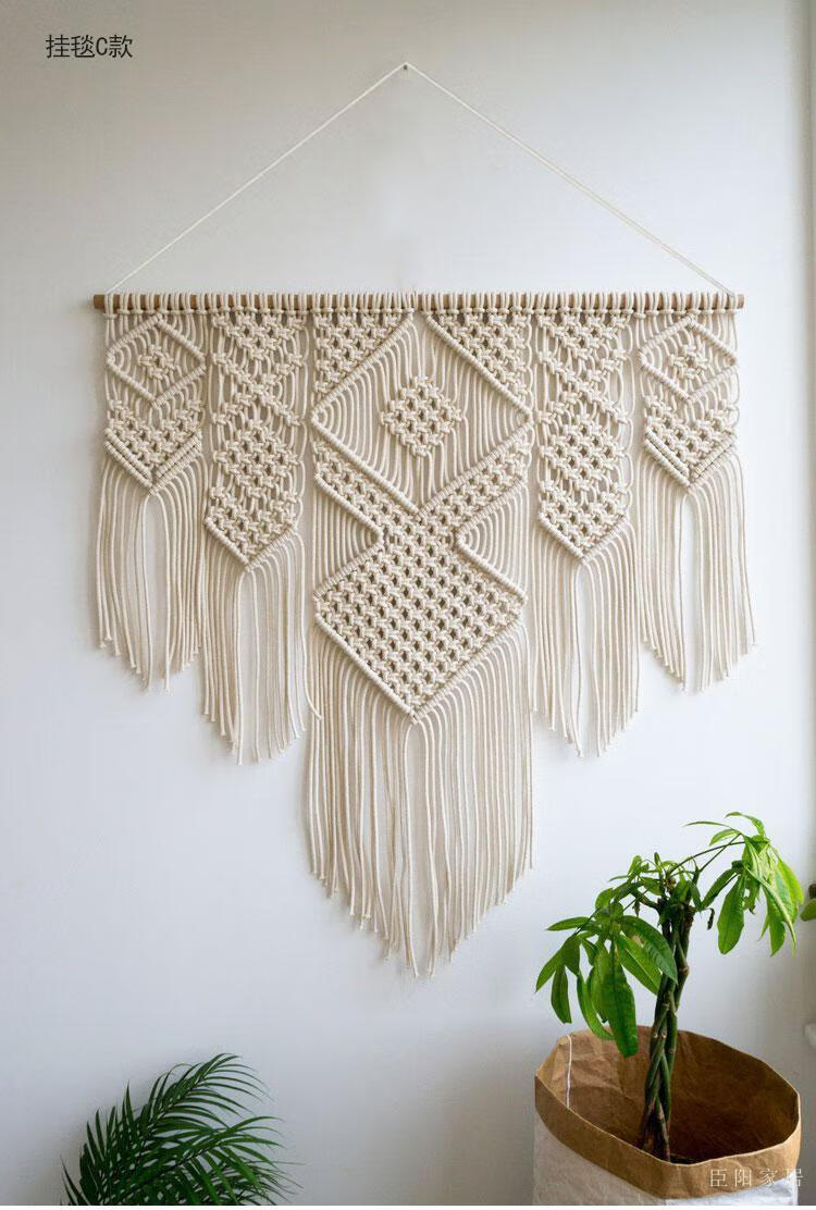挂毯北欧流苏挂毯手工编织民宿装饰床头玄关艺术挂饰波西米亚客厅壁毯