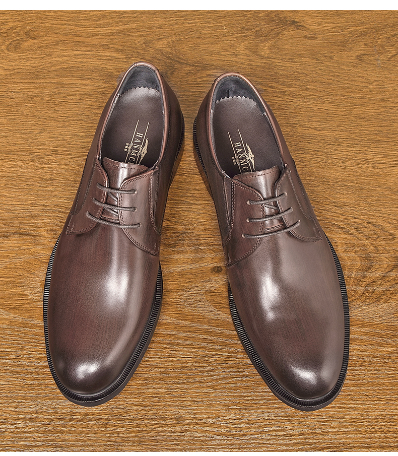 英伦风复古正装皮鞋新郎鞋棕色韩版西装商务皮鞋休闲德比catmaoaj