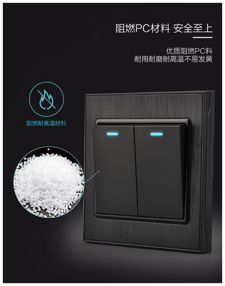 黑色拉丝开关插座面板工业风复古墙壁开关北欧风美式五孔插座家用电视