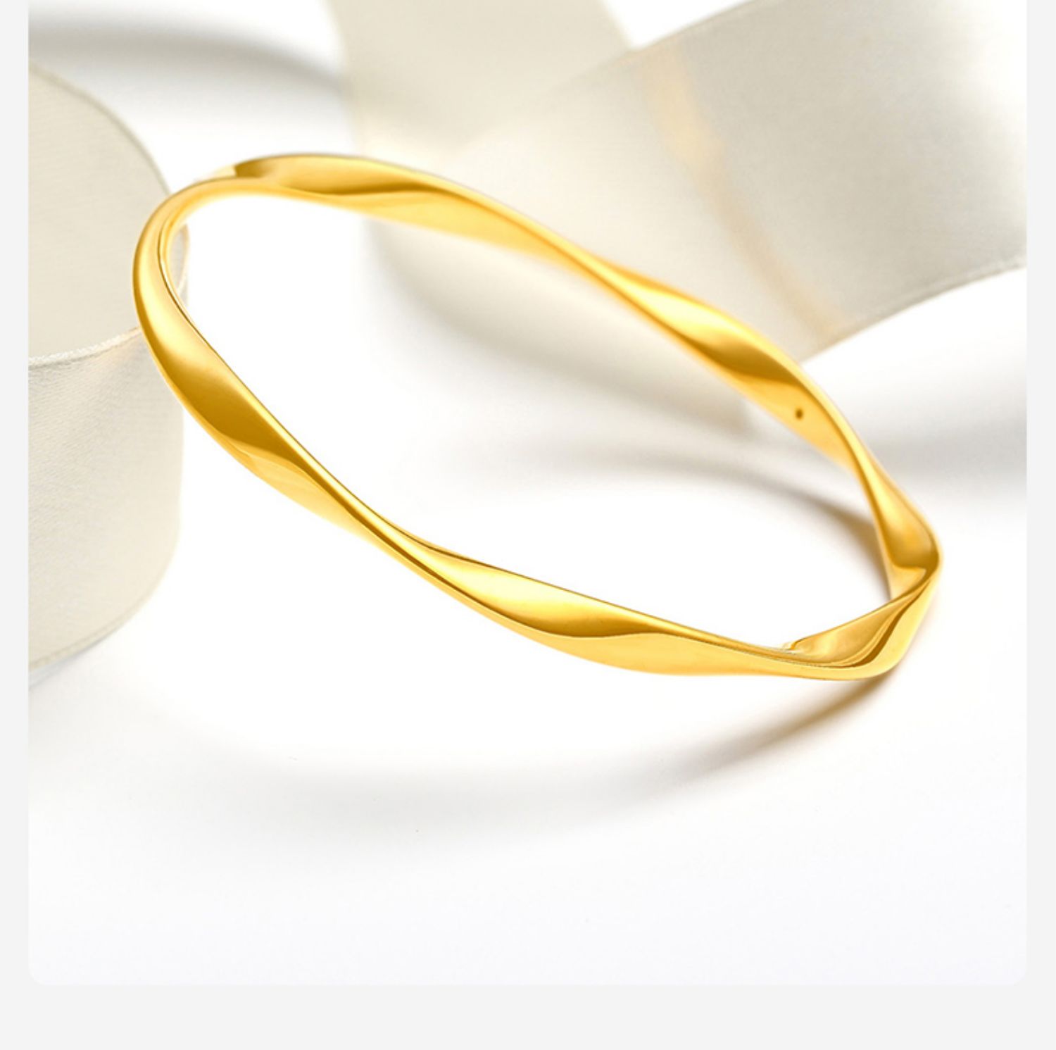 999足金莫比乌斯环黄金手镯女光面亮面手环高级感镯子女友新款 圈号
