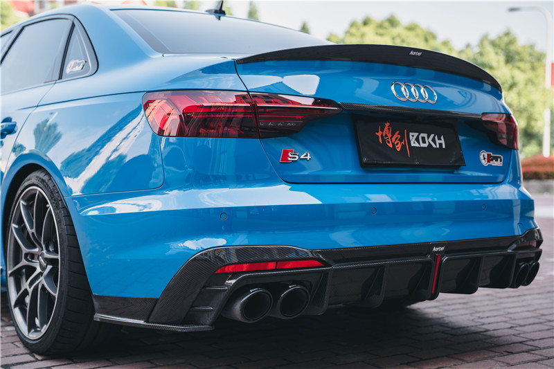 适用于2022款奥迪a4l尾翼20-22新款s4卡布尔后唇改装kel干碳前铲碳