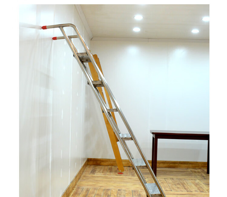 优艾莹家用不锈钢登高梯户外直梯工业梯304 不锈钢踏步梯带扶手室外爬