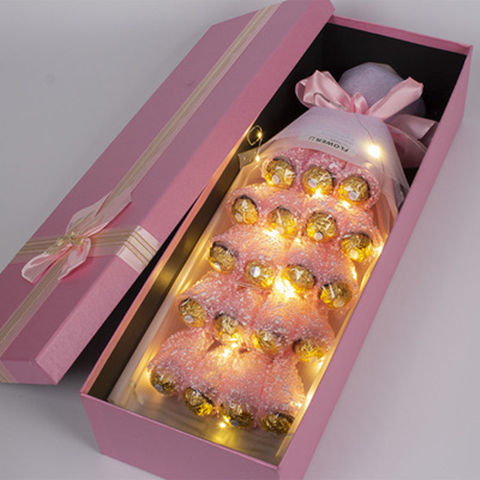 礼盒送女朋友情人节多规格生日礼物520表白老婆粉色11颗6朵粉玫瑰带灯