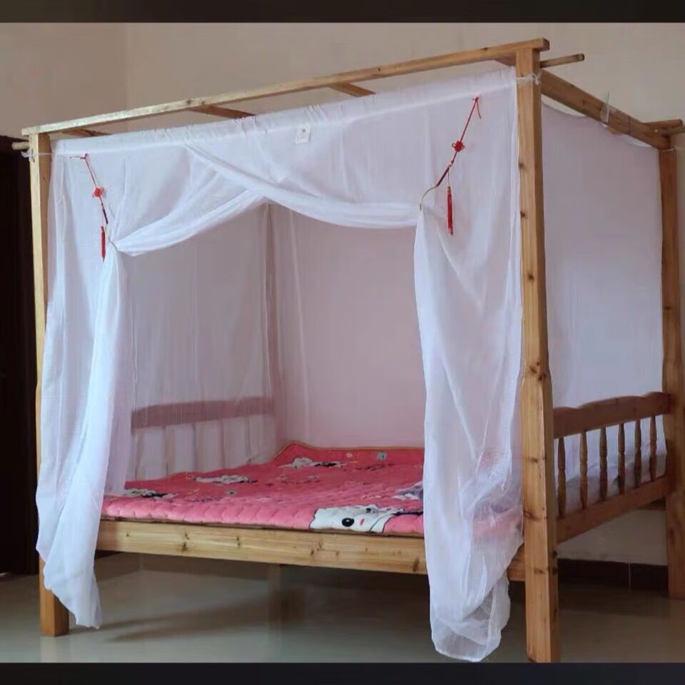 菱菡 蚊帐老式 双线老式棉纱蚊帐 加厚加密蚊帐 穿竹蚊帐 学生宿舍上