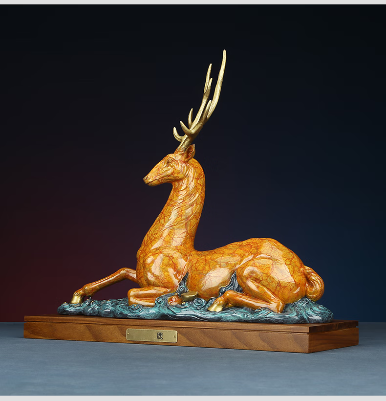 vakada轻奢全铜梅花鹿摆件吉祥卧鹿家居装饰品客厅办公室工艺品摆设