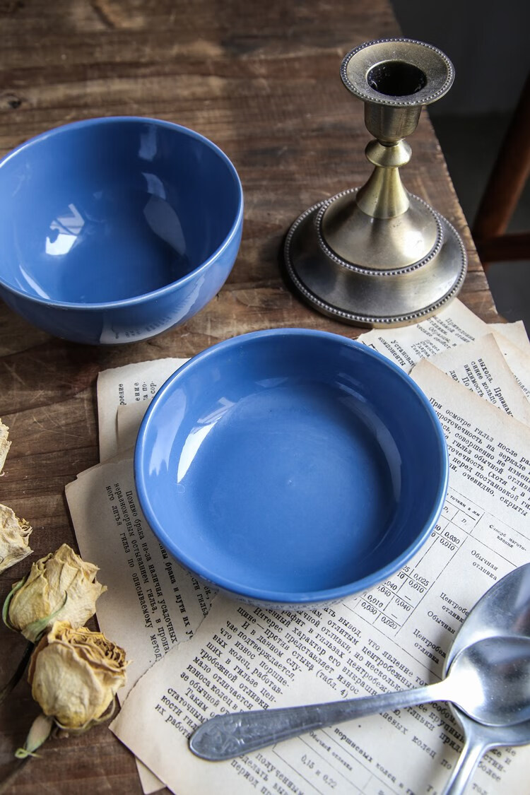 陶瓷米饭碗家用调味碗创意蓝色酱料碗日式餐具陶瓷碗小碗微瑕 5.