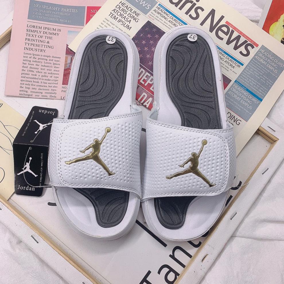 aj飞人魔术贴拖鞋情侣拖鞋夏日男士沙滩鞋女士拖鞋潮人聨名同款 白色