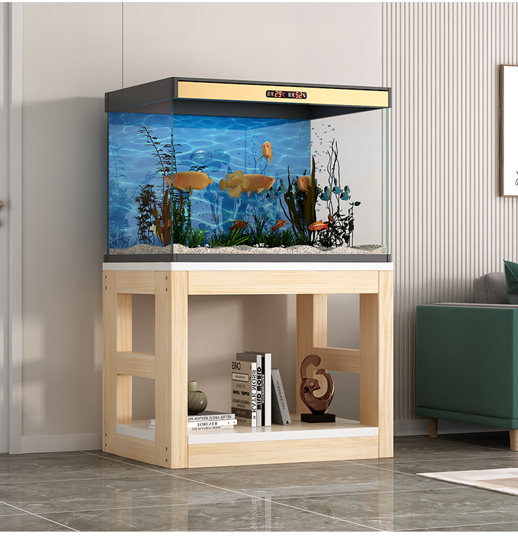 实木鱼缸底座缸架松木多层桌子底柜定制网红金鱼缸架子办公室家用 ss