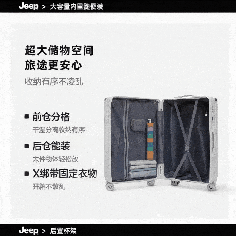 JEEP 20-inch Multifunctional Small Carry-on Luggage Suitcase with Trolley, Password Lock, Unisex, Starry Gray 4