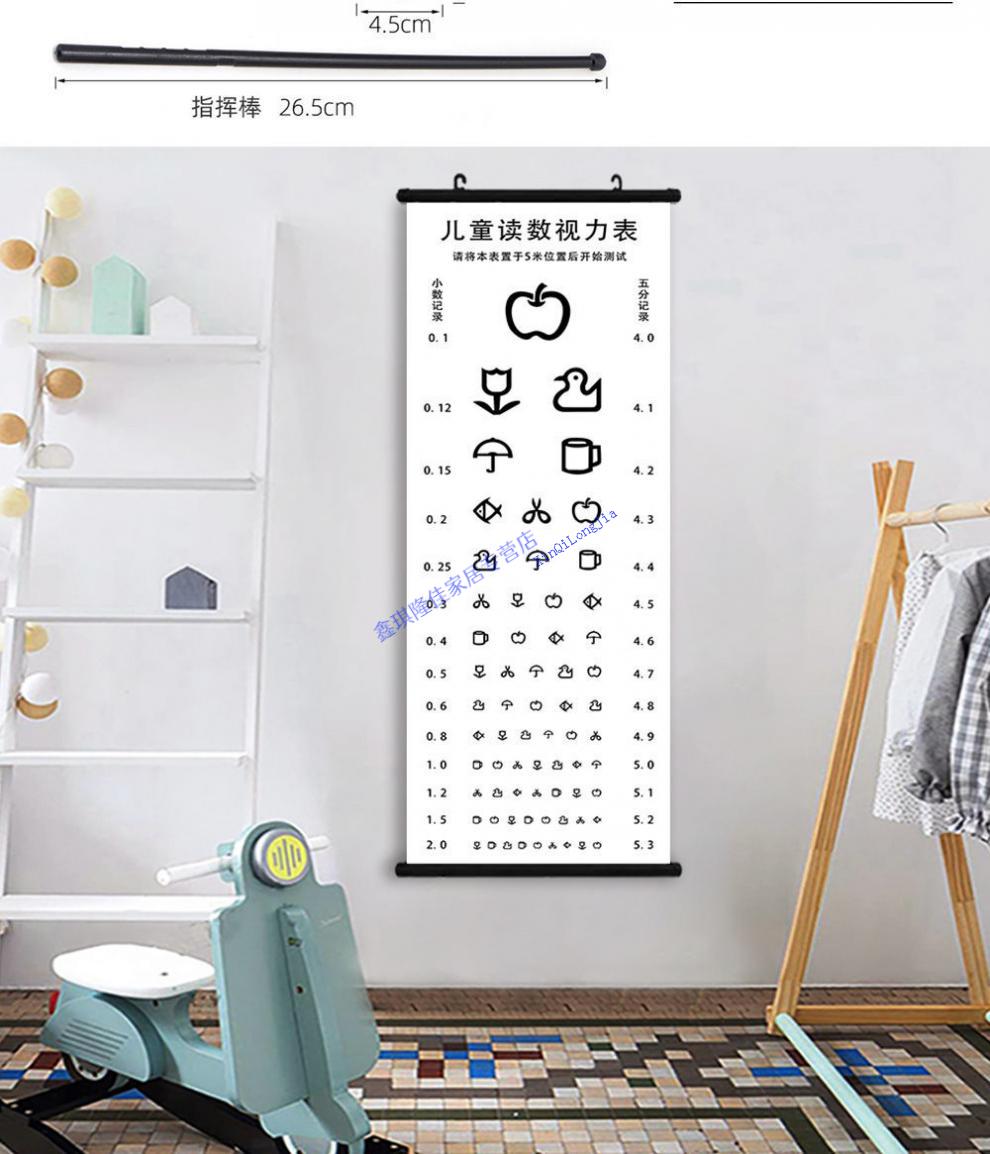 标准测视力表挂图儿童家用幼儿园自测3-5米防水字对数表 c形视力表