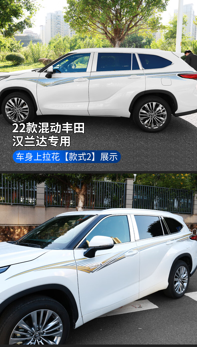 【严选品质】适用于2022款第四代汉兰达车贴拉花15-2022丰田车身彩条