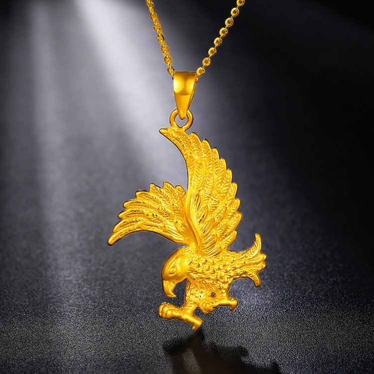 老凤祥款式黄金老鹰吊坠足 可选配足金项链 男士足金吊坠3d硬金飞鹰