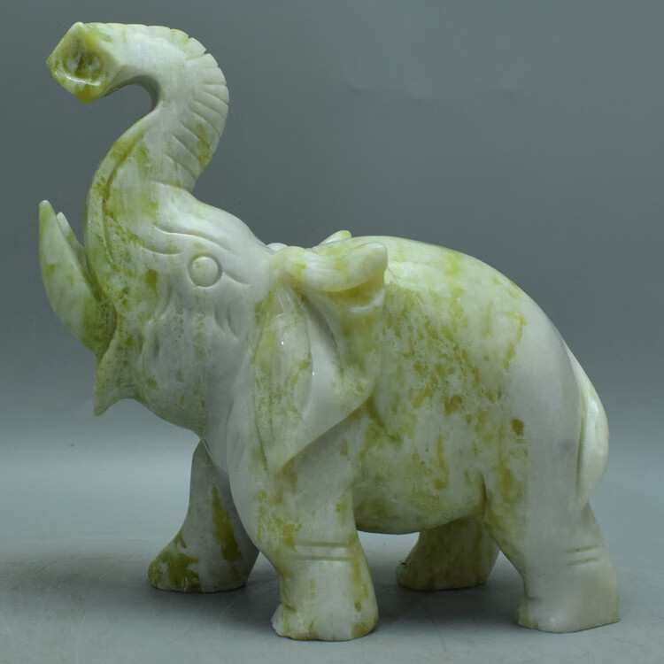 天然岫玉大象摆件辽宁岫岩玉雕走向成功玉石玄关玉器 12号【图片 价格