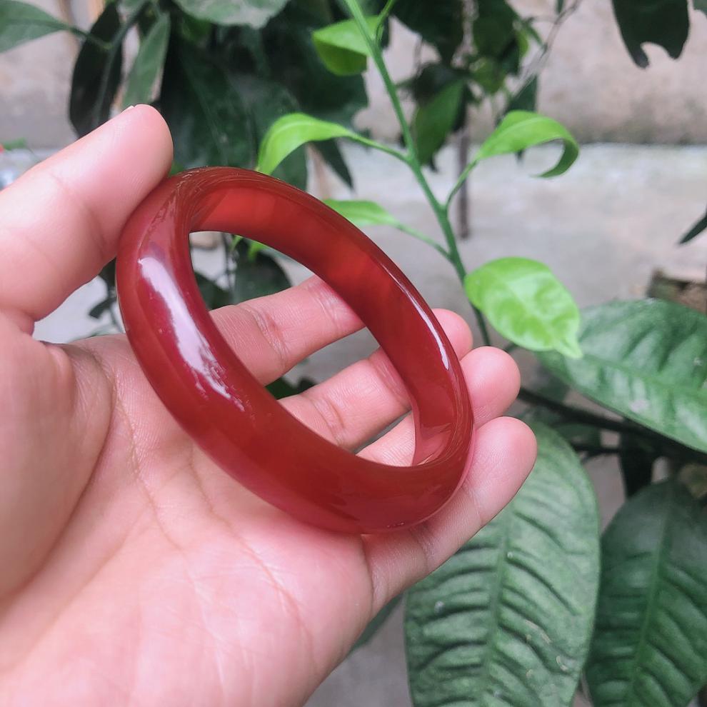 红玉髓手镯女款实物拍照玉手镯子带证书礼品礼物玉镯子红玉髓祥 64mm