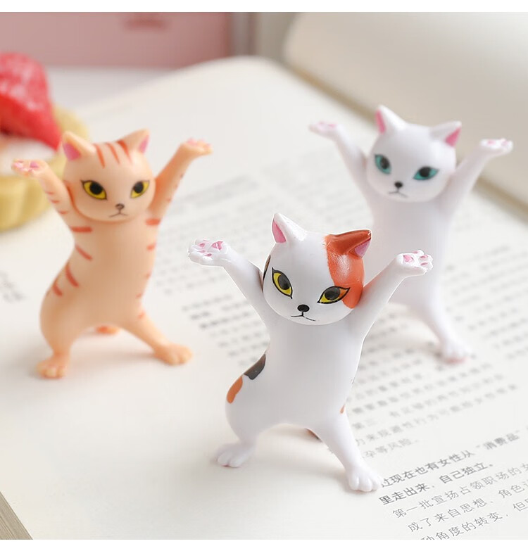 妖娆猫笔架桌面玩具迷你摆件 托举猫小猫举笔 万物皆可举 花猫【图片