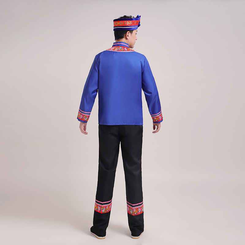 男士畲族少数民族演出服装男生舞台合唱舞蹈表演服饰 红色 170cm