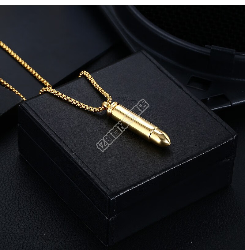 项链可拧开空心光面子弹头可刻字宠物骨灰钛钢吊坠 银色吊坠不含链