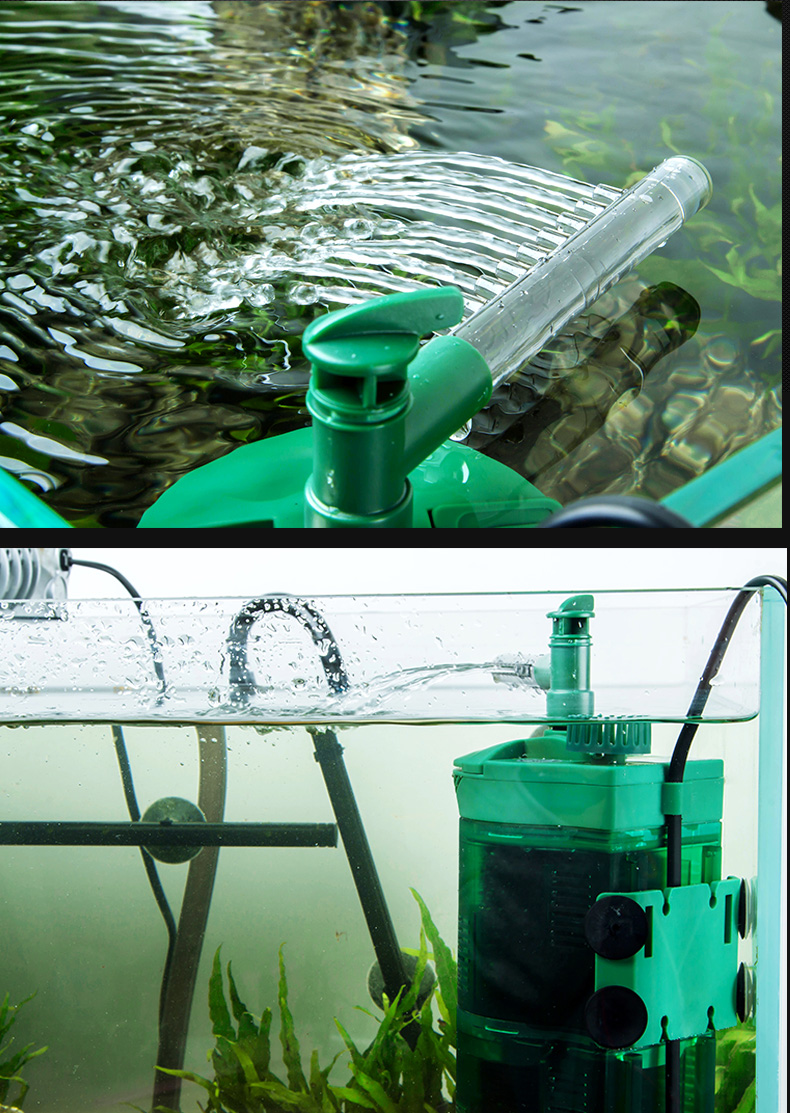 三合一缸内置过滤器静音潜水泵增氧淋瀑布水族箱过滤吸便 d-302