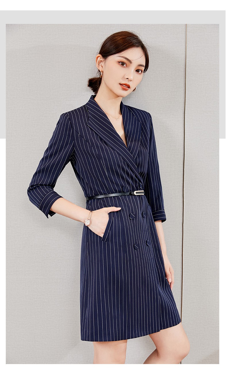 舒弗星职业装女套裙夏七分前台工作装销售珠宝店美容院工作服连衣裙