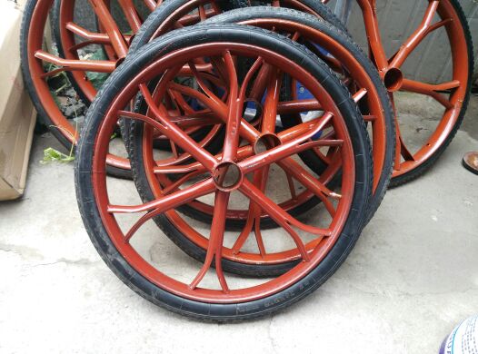 手推车实心轮子劳动车26x212免充气轮胎梅花钢圈反斗车工地实心轮