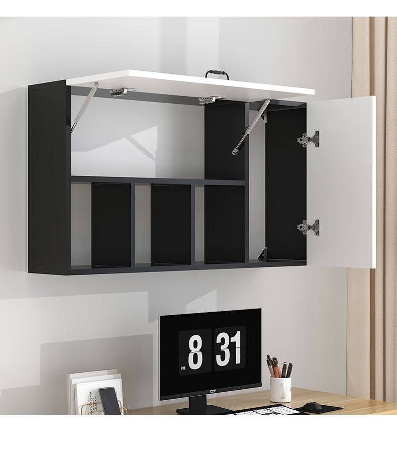 壁挂书柜书架墙上置物架卧室书柜储物柜客厅阳台壁挂式吊柜 原木色无