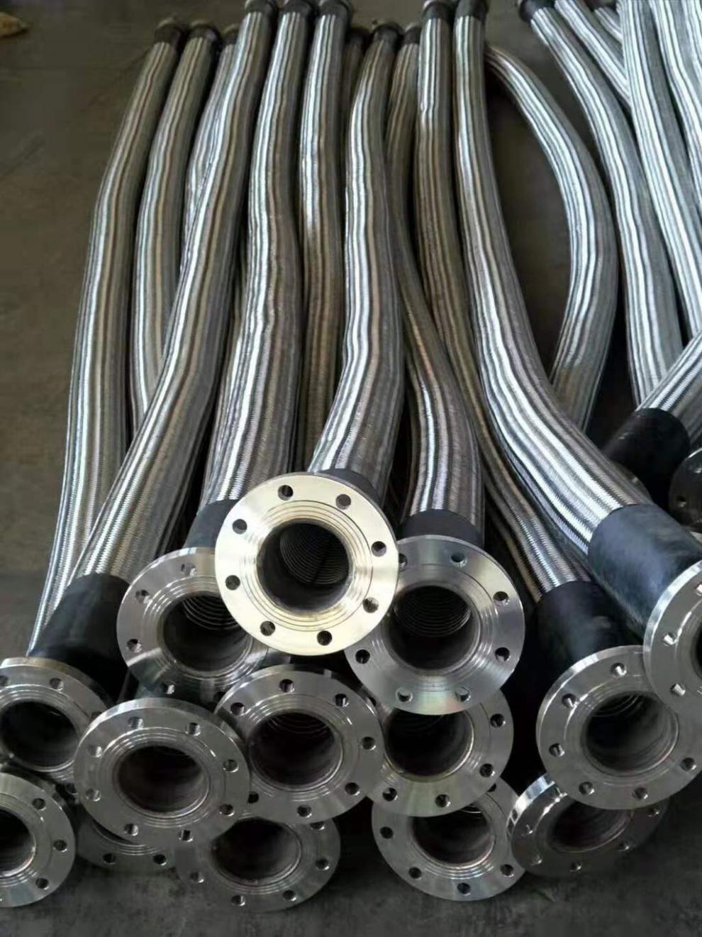 304不锈钢法兰式金属软管波纹补偿器拉杆膨胀节软连接蒸汽高压 dn50