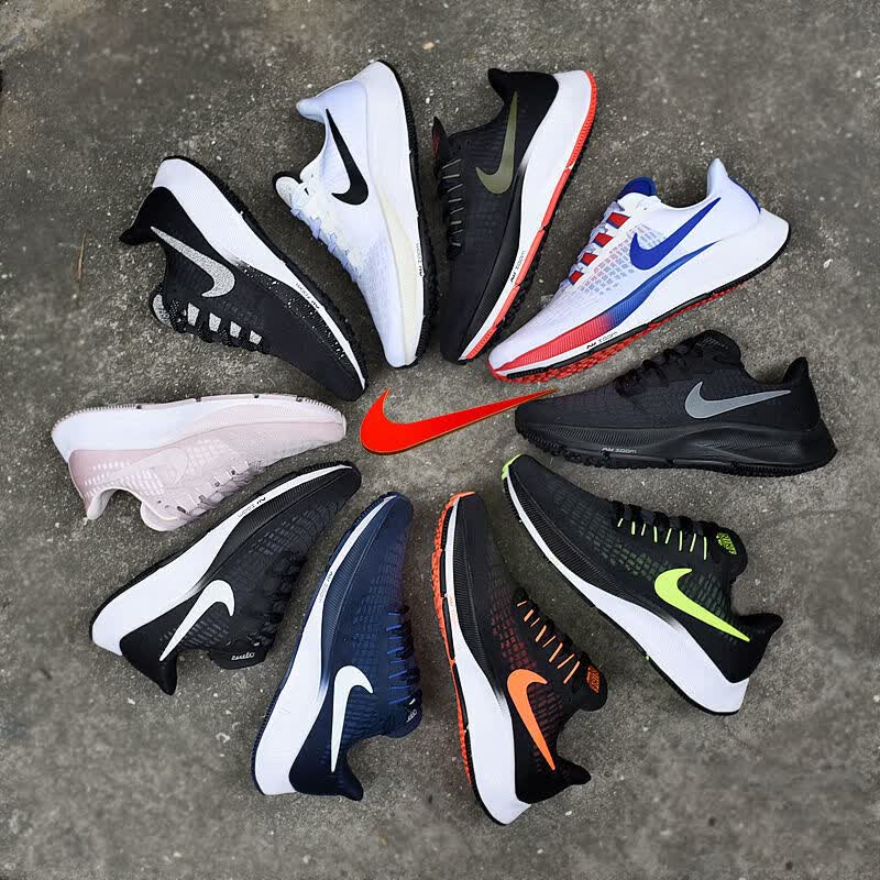 37代男女跑步鞋登月37 air zoom 气垫减震轻跑鞋情侣运动鞋 37紫罗兰