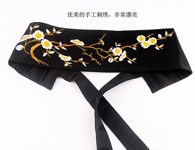 誓得古风腰封刺绣女宽腰带装饰时尚百搭绣花学生民族风黑色配裙子绑带