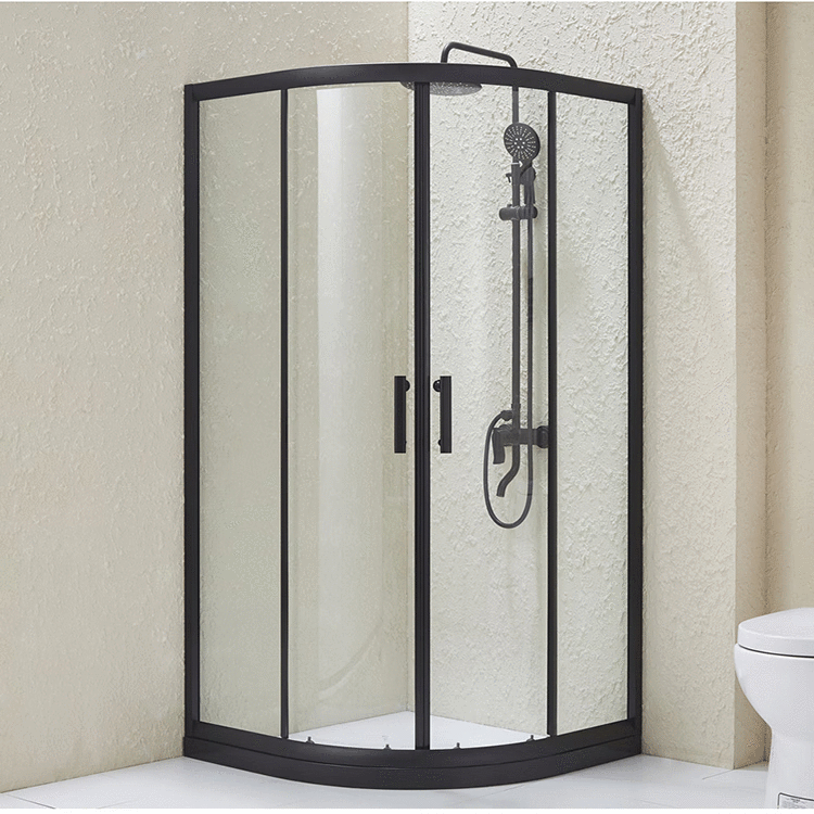 日本卫浴toto简易整体淋浴房 黑色弧扇形沐浴房浴室防爆钢化玻璃隔断