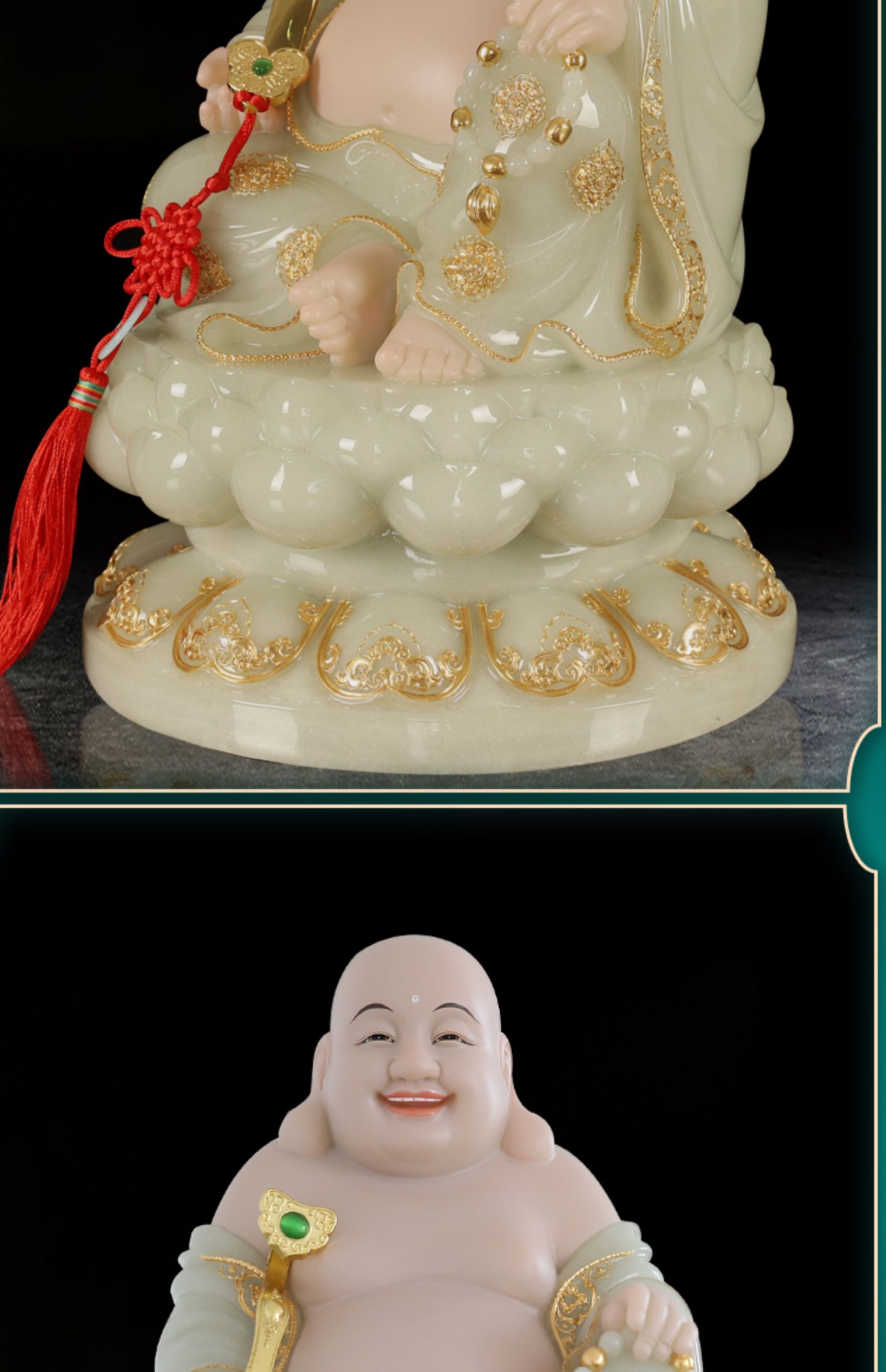 弥勒佛佛像汉白玉大肚笑佛摆件家用客厅玄关乔迁开业送礼店铺 12寸