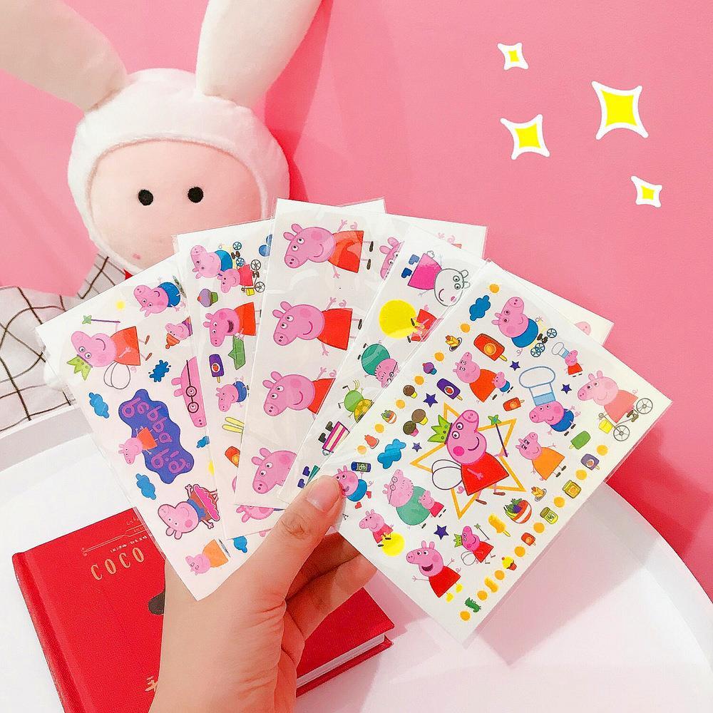 小猪佩奇纹身贴儿童卡通粉红猪小妹暗黑白社会人纹身贴手臂贴纸20张